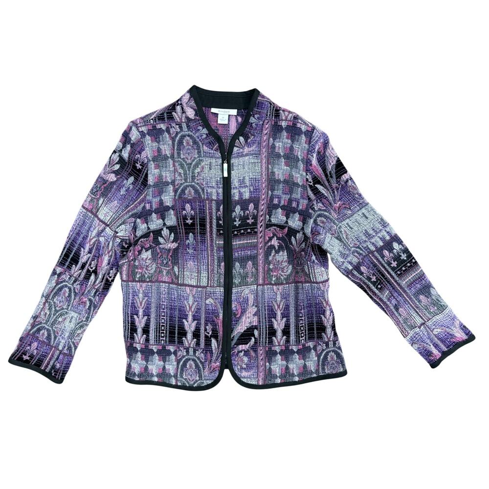 Boho Vintage Inspired Dressbarn Zip Up Tapestry Jacket women's size 1X